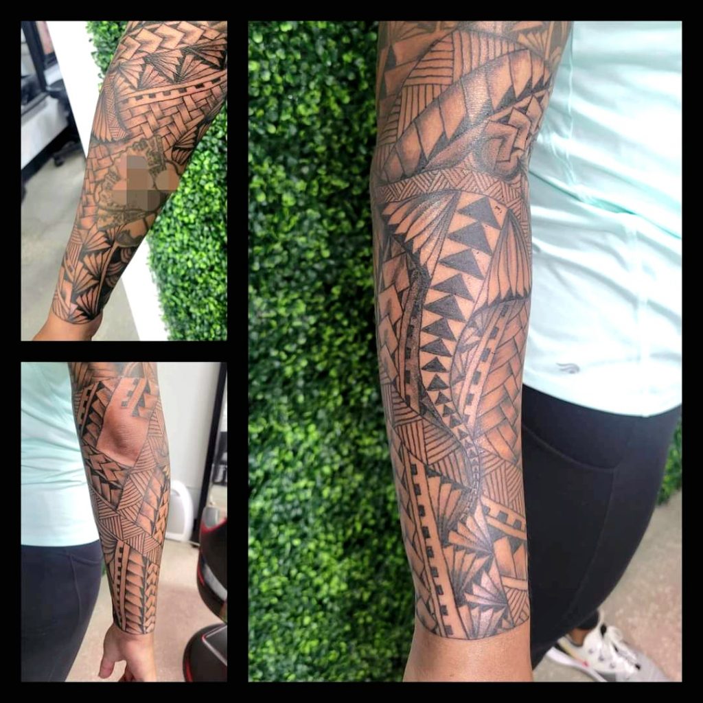 Free hand Polynesian Sleeve Tattoo