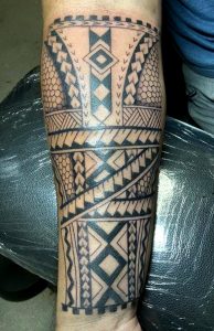 Free hand Polynesian Arm Tattoo